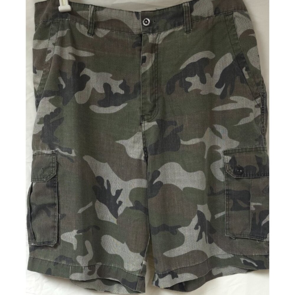 Blue Gear Mens Sz 44x12 Ripstop Green Camo Hunting Hiking Outdoors Cargo Shorts